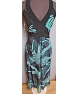 Women&#39;s Floral Tropical Flower Long Dress Cute Sexy Aqua Blue Black Larg... - £12.42 GBP