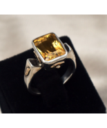 Natural Yellow Citrine Oval Cut 18K Gold Silver Vintage Victorian Men Wo... - €164,21 EUR