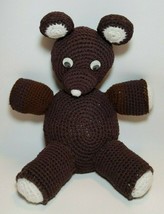 Crochet Stuffed Brown and White Bear Googly Eyes 16 inch Handmade Vintage  - $17.77