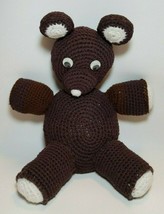 Crochet Stuffed Brown and White Bear Googly Eyes 16 inch Handmade Vintage  - £14.23 GBP