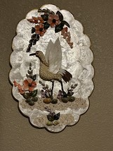 Vintage Capiz Shell Scalloped Seashell Art Birds And Flowers Shell Wall Art  - £51.30 GBP
