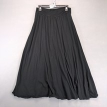 New York &amp; Company Black Stretch A-Line Midi Skirt Sz M Cotton Jersey Wh... - €21,40 EUR