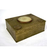 Trinket Box Hand Chased Brass Jade Wood Lined Dragon Butterfly Flower China - £32.48 GBP