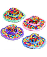 6 FUZZY PEACE SIGN WIDE BRIM PARTY HATS hippie hat caps - £18.66 GBP