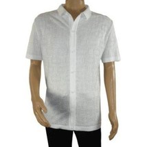 Mens Stacy Adams Italian Style Knit Woven Shirt Short Sleeves 3128 Pure White image 3
