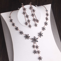 Baroque Vintage Black Crystal Bridal Jewelry Sets Rhinestone Crown Tiara Choker  - £34.71 GBP