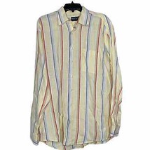 Mine Shirt Size Large London Milan New York Linen Button Pastel Striped Mens - £15.81 GBP