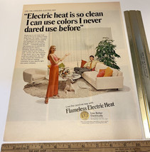 Vintage Print Ad Flameless Electric Heat Live Better Electrically 13.5&quot; ... - £11.50 GBP