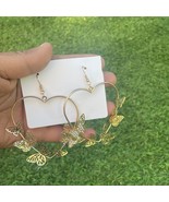 Butterfly Hoop Earrings| Gold Butterfly Earrings| Butterly heart earring... - $13.99