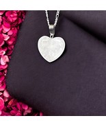 White Stone Heart Pendant Necklace – 22&quot; Sterling Chain Romantic Jewelry... - €12,77 EUR