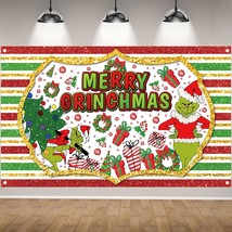Grinch Christmas Backdrop For Photography Merry Grinchmas Banner Grinch Christma - £19.17 GBP