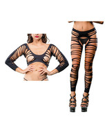 Beverly Hills Naughty Girl Crotchless Side Straps Leggings Black O/s - £24.59 GBP