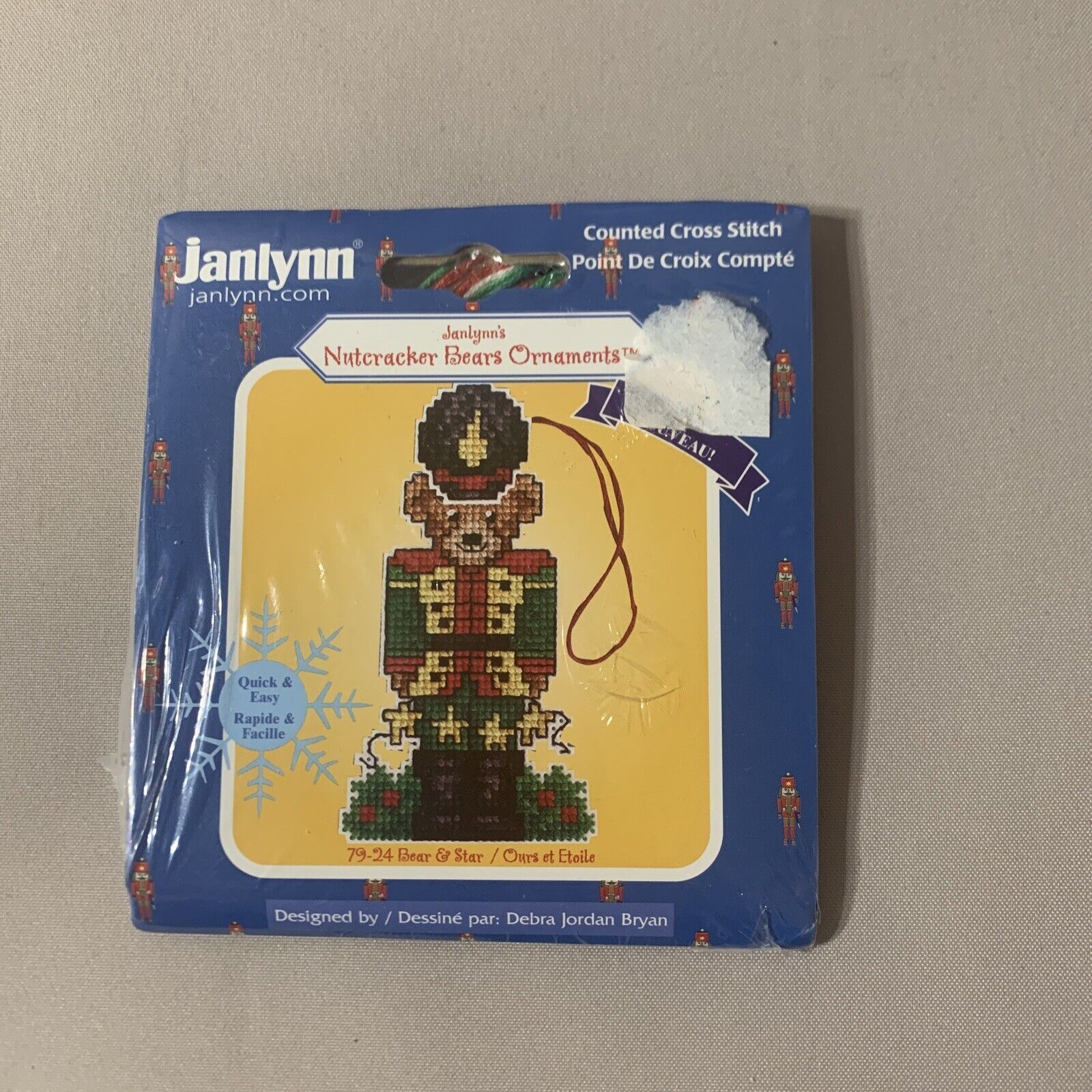 Janlynn Counted Cross Stitich Nutcracker Bear Ornaments New 2002 Bear & Star - $9.49