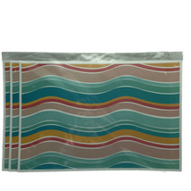 3 Pk Plastic Placemats Multicolor Wave Stripes Outdoor Indoor Wipe Clean... - $8.69