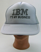 True Vintage IBM &quot;It&#39;s My Business&quot; Trucker Hat Snapback Hipster Cap, Nerdy Gray - £13.91 GBP