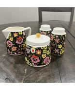 Vtg Napcoware Pansies Floral Chintz Salt Pepper Shaker Sugar Bowl Creame... - $34.74 CAD