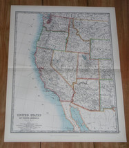 1907 Antique Map Of Western Usa Washington Oregon California Arizona Idaho - £17.13 GBP