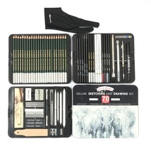 70Pcs Professional Artist Drawing Pencils Kit Sketch Graphite Charcoal Supplies  - £76.33 GBP