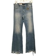 Neuw Low Rise Flare Blue Jeans Women Size 26 Distressed Fade Y2K Boho Gr... - $28.05