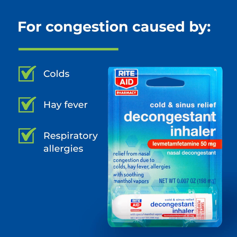 Rite Aid Nasal Decongestant Inhaler 0.007 Oz Nasal Congestion