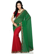 Designer Faux Georgette Indian Saree Floral Lace Work Printed Design Party Wear - $189.99