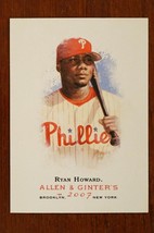 Ryan Howard 2007 Allen &amp; Ginter Card #1 Baseball Card Philadelphia Phillies - £2.35 GBP