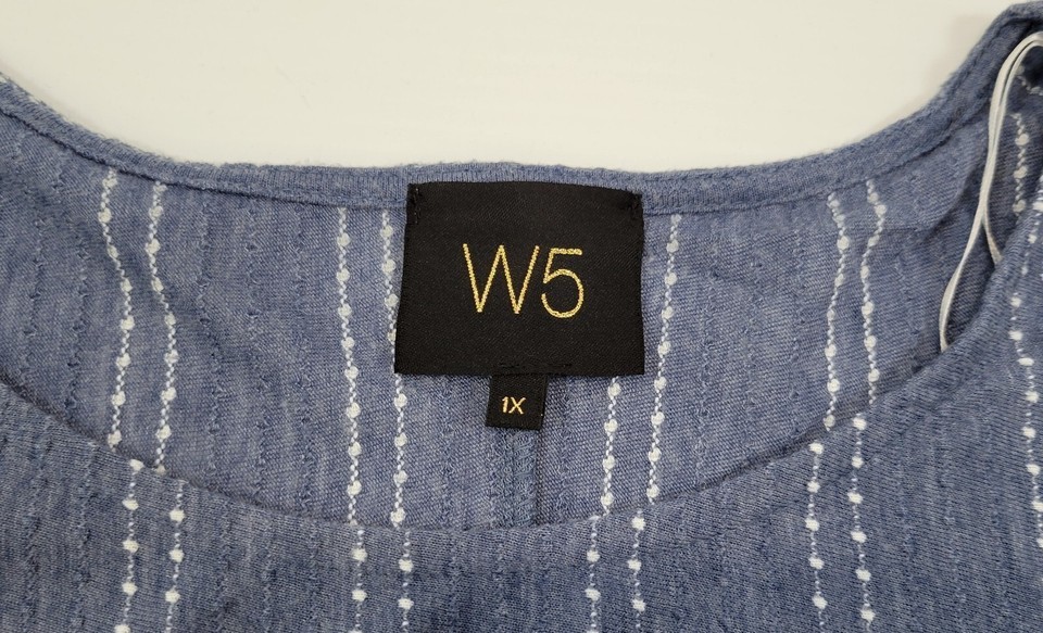 L) W5 by Anthropologie Woman Blue Ribbed Pullover Shirt Top 1X Item image 7