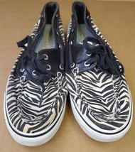SPERRY TOP SIDER Zebra Sequin Patent Leather Lace Moccasin Deck Boat Sho... - $19.24
