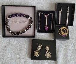 Silver &amp; Purple Jewelry Bundle – lot of 5 pieces - £22.37 GBP