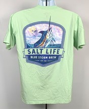 Salt Life Blue Storm Brew Pocket T Shirt Mens Medium Green Swordfish Logo - $21.73