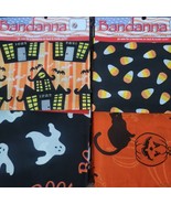 SET OF 4 Halloween Bandanas 22&quot; x 22&quot; Crafts Decorating Quilting - $12.19 CAD