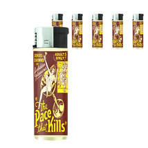 Vintage Poster D300 Lighters Set of 5 Electronic Refillable Butane Pace ... - £12.59 GBP