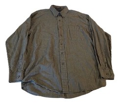 Haggar Clothing Polo Shirt Mens Adult Large BrownCheck Long Sleeve Casua... - £9.41 GBP