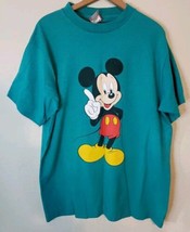 Vtg 80s Mickey Mouse Disney Green Striped Single Stitch Shirt Made USA L... - £14.28 GBP