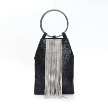  Tel Handbag  Silver Black Color Sequin Women Clutch Evening Bag Ladies Chain  S - £72.73 GBP