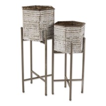 Hexagon Bucket Plant Stand Outdoor Planters Set of 2 - £92.69 GBP