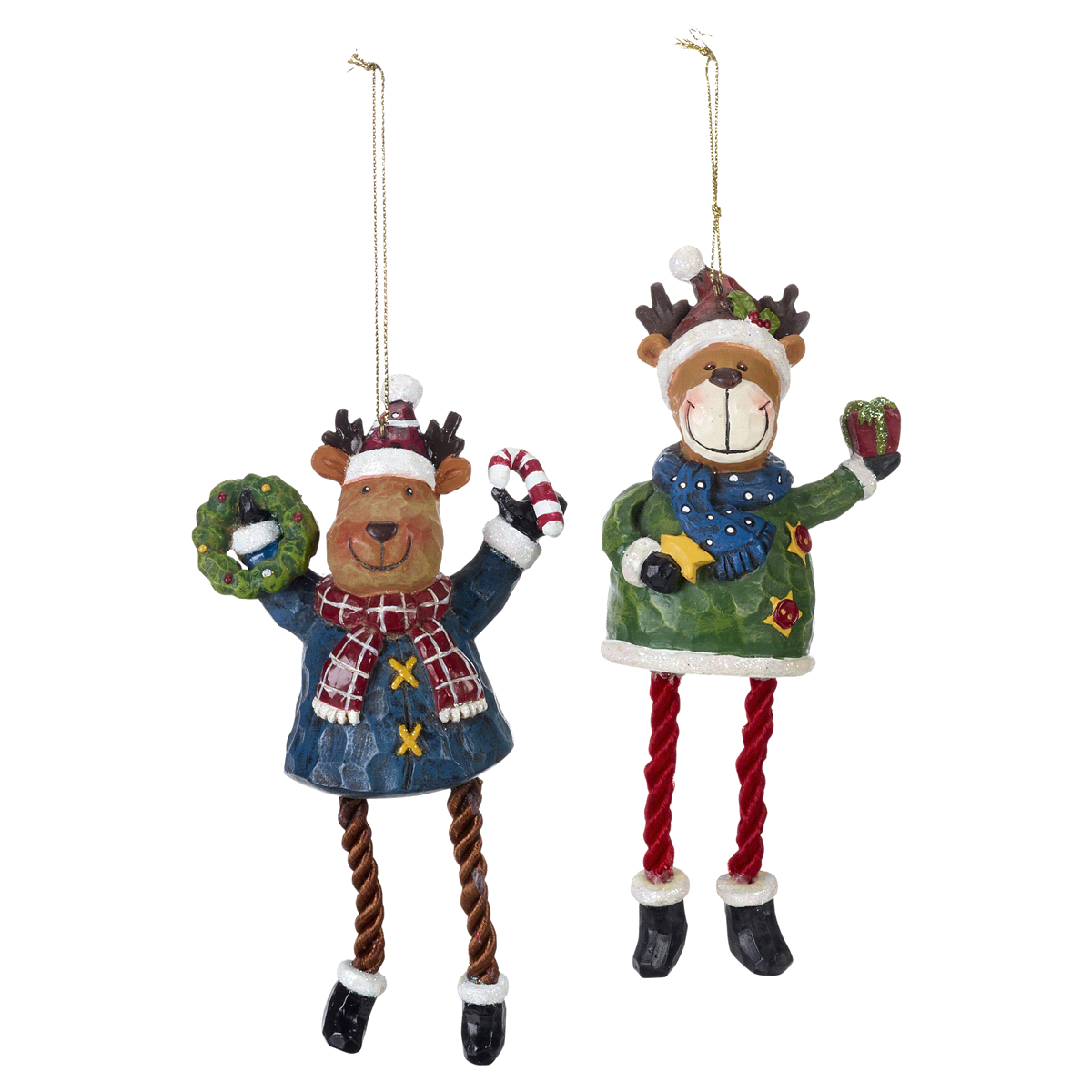 Ornament Deer w/Dangle Legs, 2 assorted SHIPS IN 24 HOURS - MJ - $19.88