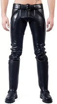 Men&#39;s Leather Pants Double Rear Zip Pants Jeans Trouser Breeches BLUF Le... - $103.54