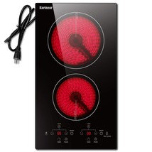 2 Burners Electric Cooktop, 120V Plug In Ceramic Cooktop, 12 Inch Countertop &amp; B - £162.50 GBP