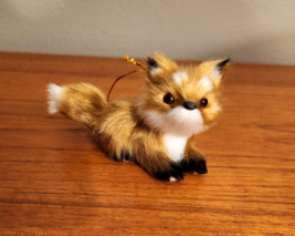 New! Faux Fur Woodland Red Fox Christmas Ornament 4&quot; X 2&quot; A Cutie! - £9.50 GBP