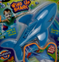 Wind Up Shark Bluetopia Ja-Ru Swimming Pool Swim Toy Propelling Tail Swims Water - £15.96 GBP