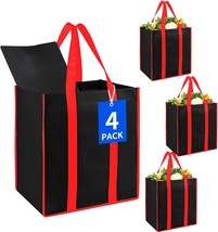 4Pk Collapsible Kitchen Reusable Grocery Bags with Plastic Bottom the Ut... - £19.65 GBP