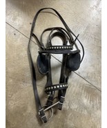 Vintage Bridle Bit Reigns Black Leather Draft Horse Show Silver Studs - $123.75