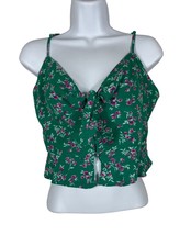 American Eagle Womens Crop Top Size Small Green Floral - $8.99