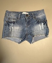 No Boundaries Distressed Shorts Women Size 1 Blue - $320.45 MXN