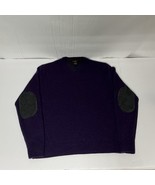 Black Brown 1826 Men’s XL Lambswool Sweater Elbow Pads Purple Outdoor Cabin - $20.51 CAD