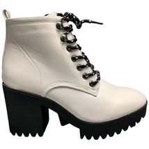 Seven7 Flatiron Platform Boots Women Size 9 White Leather Block Heel Sid... - £24.15 GBP