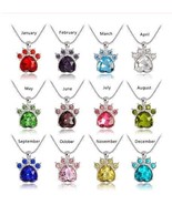 Memorial Pet Necklace, Pet Loss Necklace, Paw Birthstone Necklace, Dog P... - £16.57 GBP