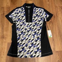 Tail Meredith Mock Neck Zip Short Sleeve Golf Top Half Moon Print Womens Size XS - £33.16 GBP
