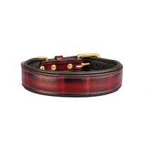 STG Genuine Leather Handmade Dog Collar Red Check Design Comfortable Dog Collar - £32.12 GBP+